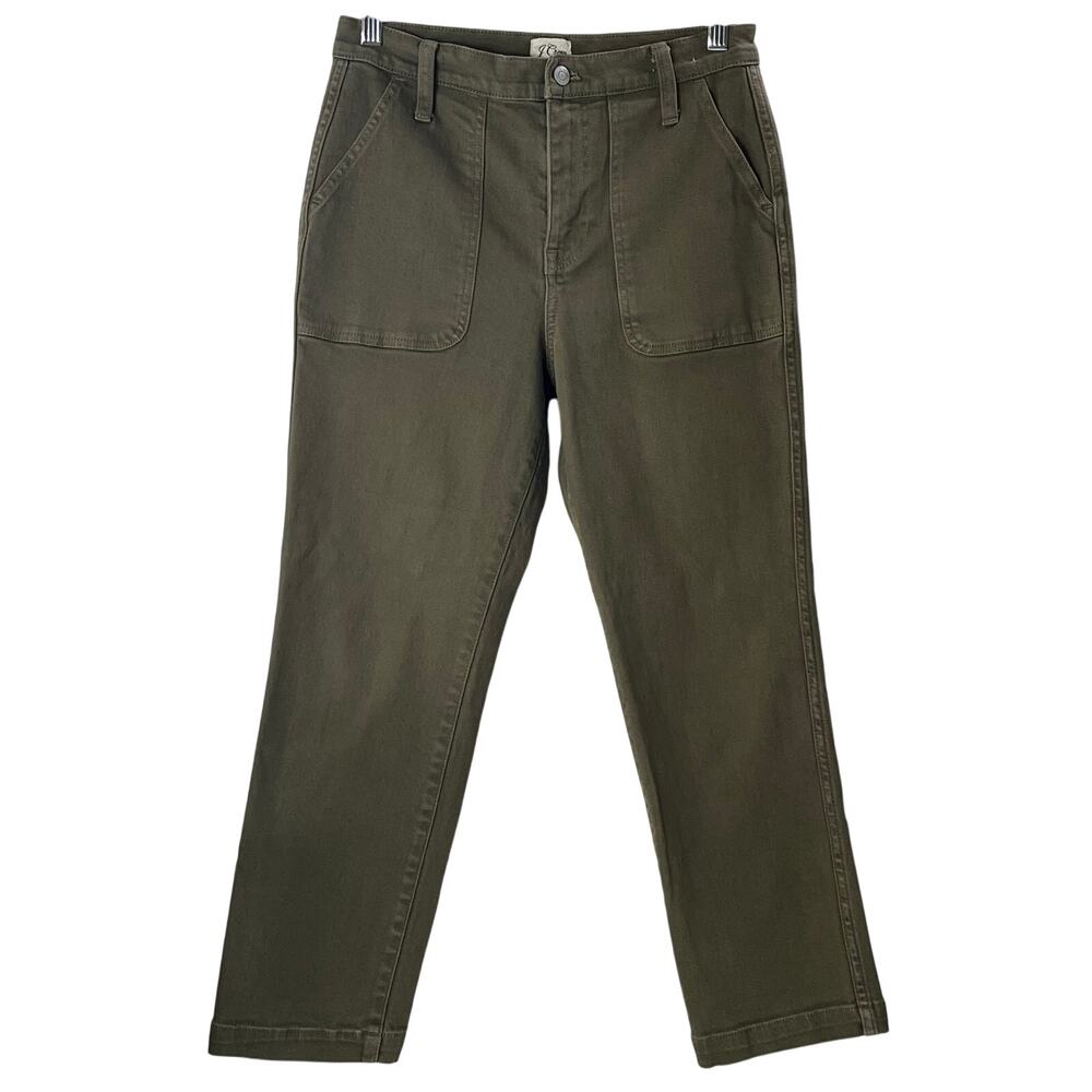 J.Crew Olive Green Mid Rise Cropped Straight Leg Jeans Size 26